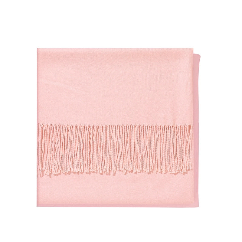 250g Autumn And Winter New Warm Thick Cashmere Texture Solid Color Couples Long Scarf Air Conditioning Tassel Shawl