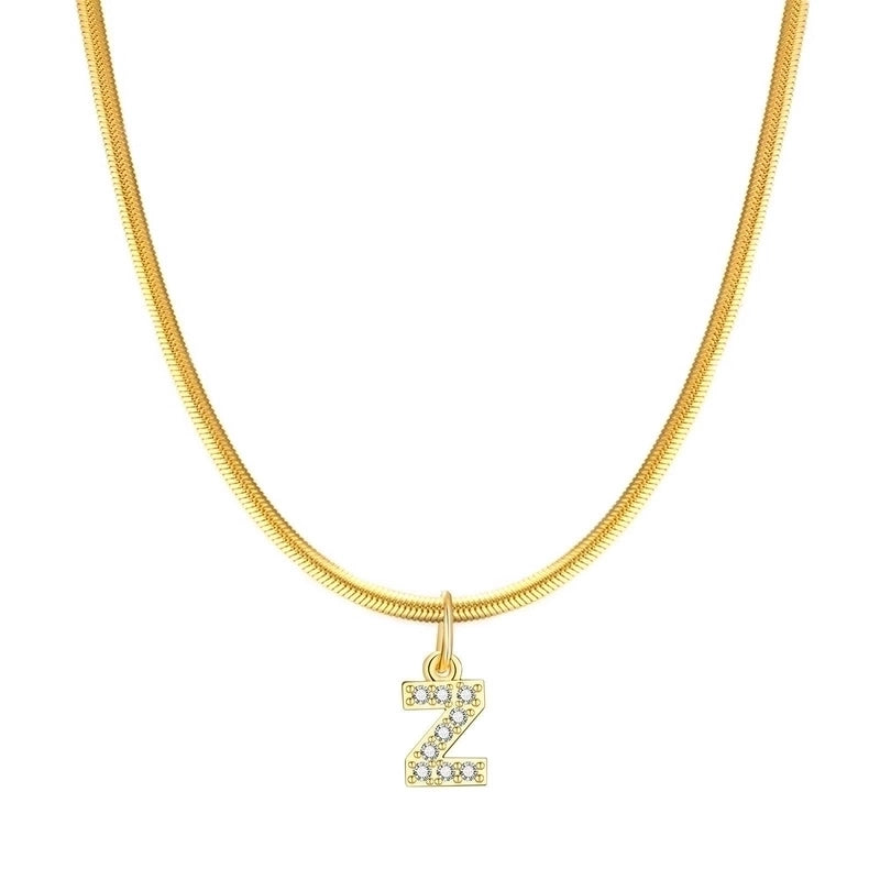 304 Stainless Steel Copper Retro Classic Style Inlay Letter Zircon Pendant Necklace