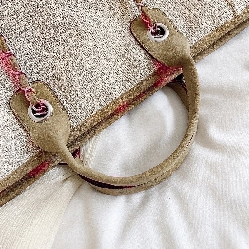 Women'S Large Canvas Solid Color Streetwear Square Zipper Tote Bag