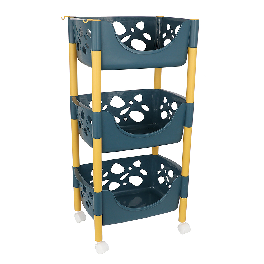 Multi-function 3-Tier Kitchen Removable Plastic Vegetable Storage Holders & Racks With Universal Wheel