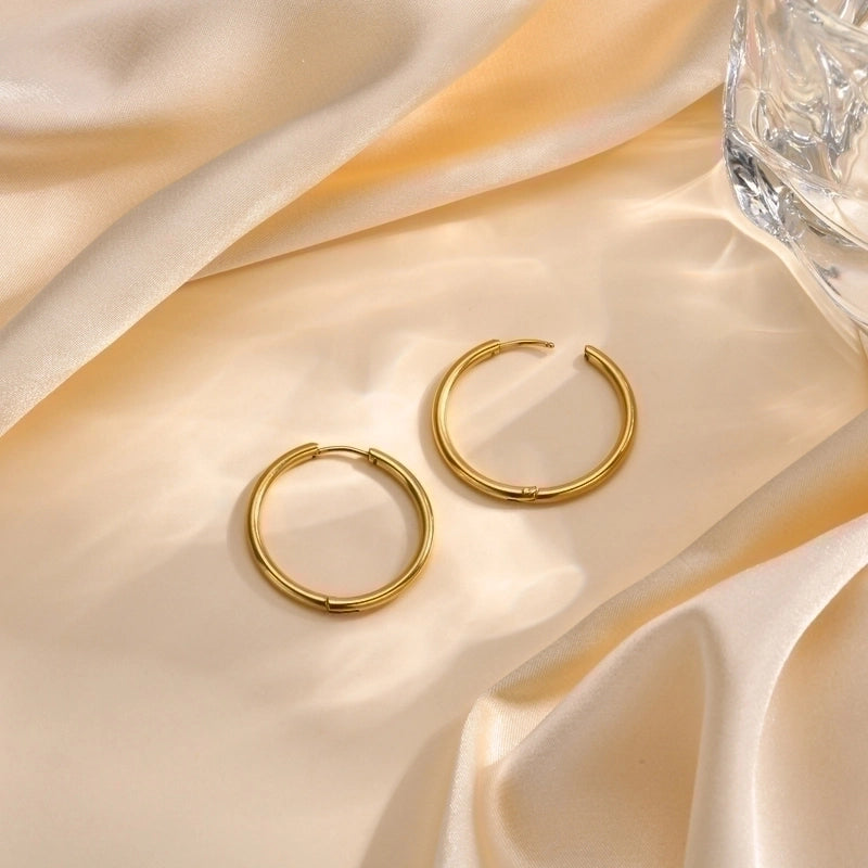 1 Pair Minimalist Solid Color Plating 304 Stainless Steel Hoop Earrings