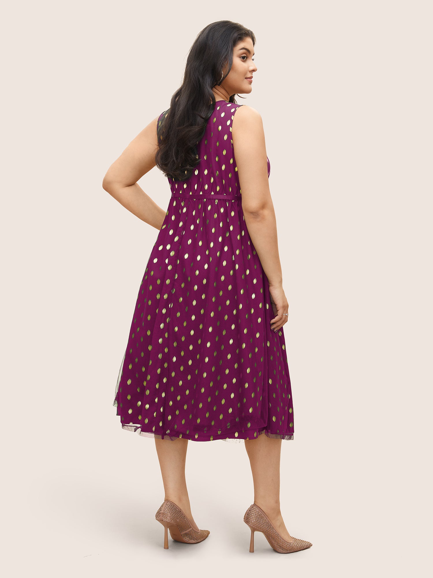 Glitter Polka Dot Pocket Patchwork Tank Dress