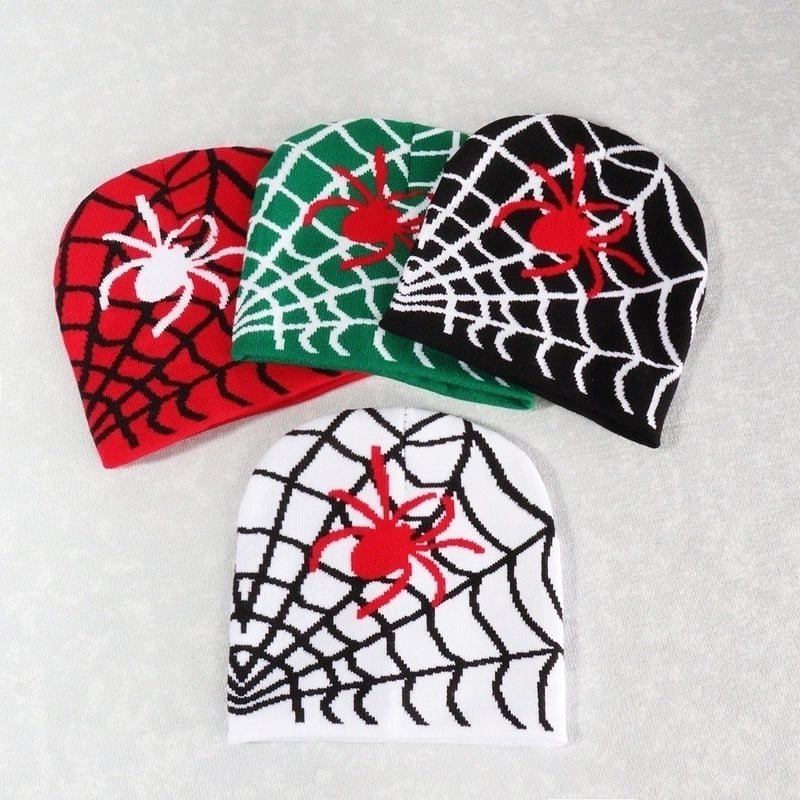 Unisex Hip-Hop Vintage Style Spider Spider Web Eaveless Wool Cap