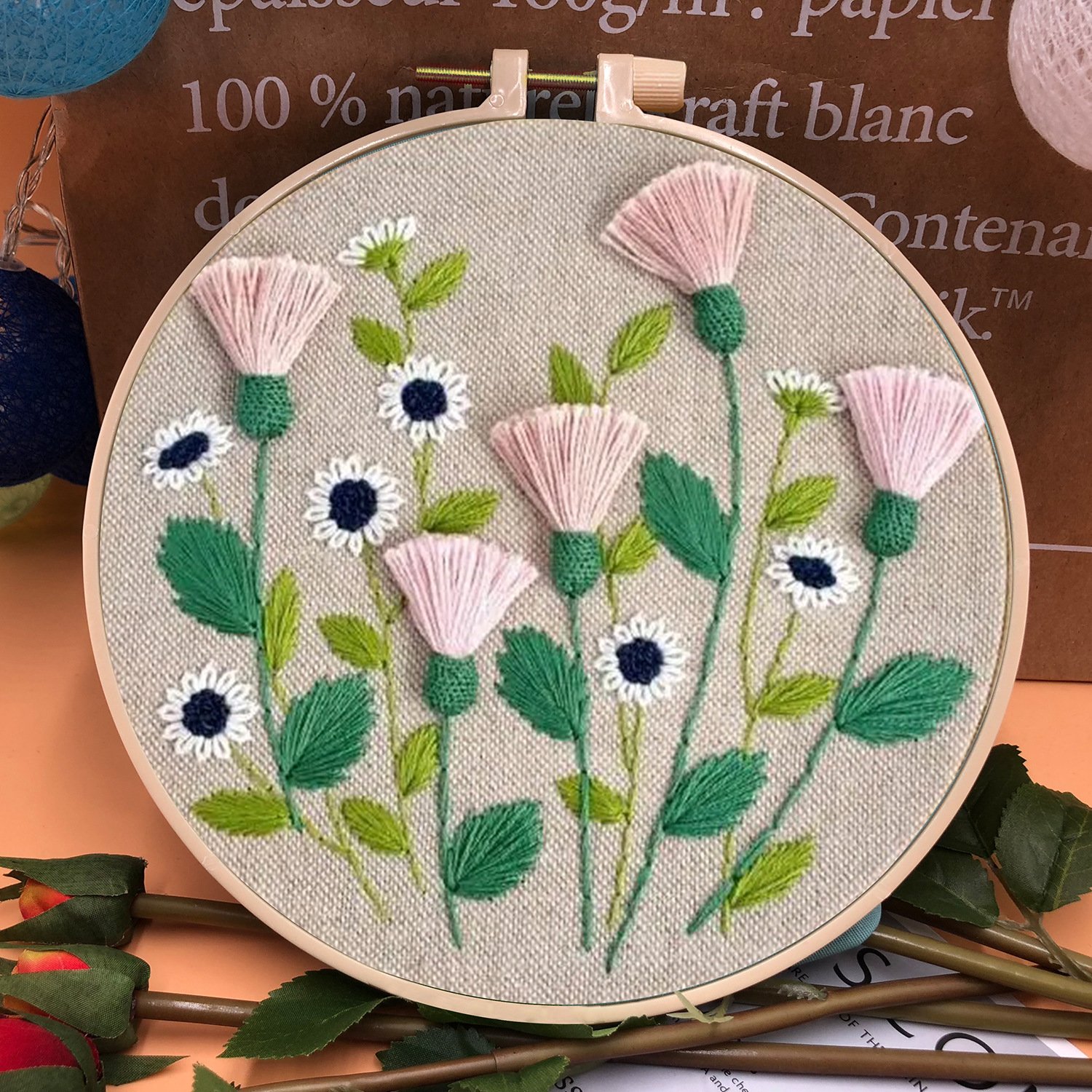 Perfect Gift - Embroidery  Hoop Flower Kit for Beginner