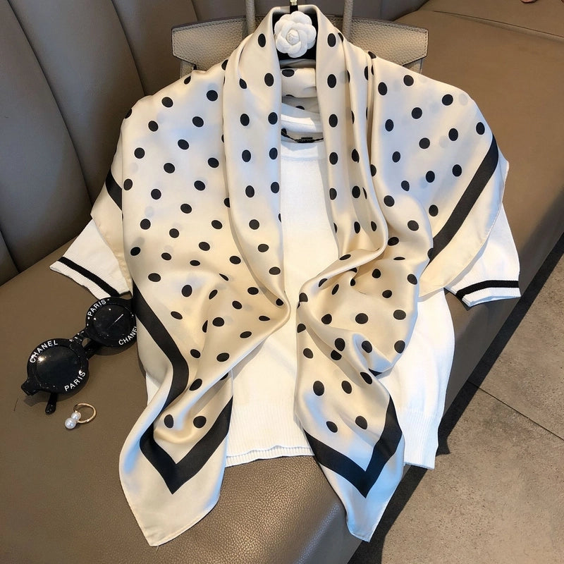 Women's Elegant Business Polka Dots Polyester Printing Silk Scarf