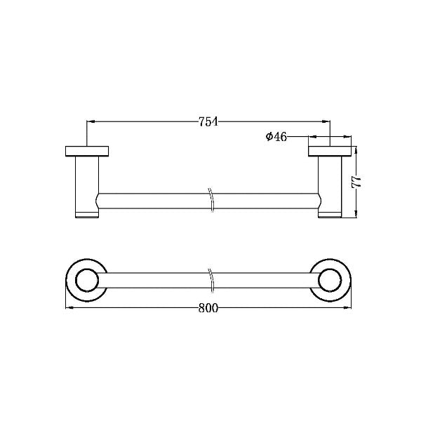 Nero New Dolce 800mm Single Towel Rail - Brushed Nickel / NR2030BN