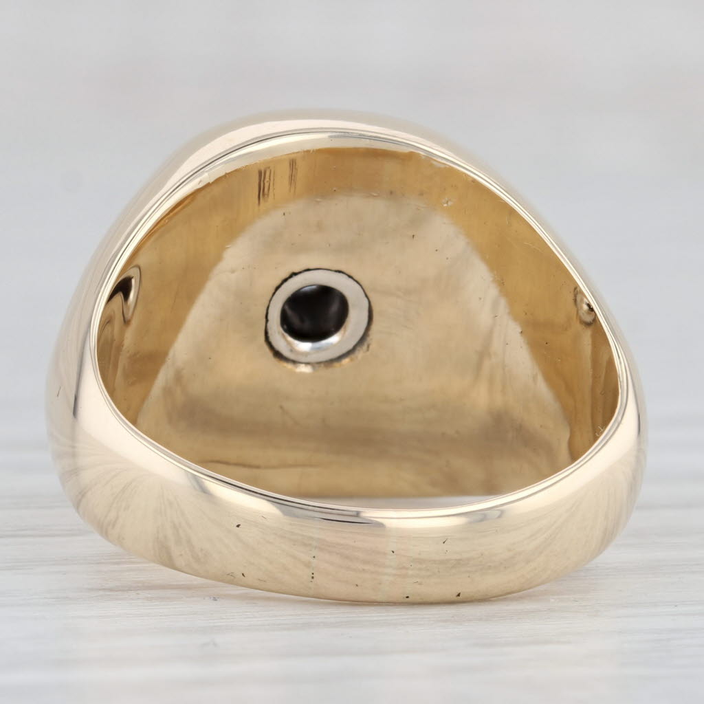 0.11ct Diamond Onyx Signet Ring 10k Yellow Gold Size 9.5