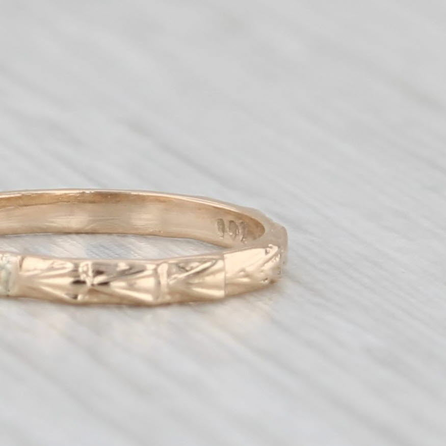 Floral Etched Baby Ring Small Size Vintage Band