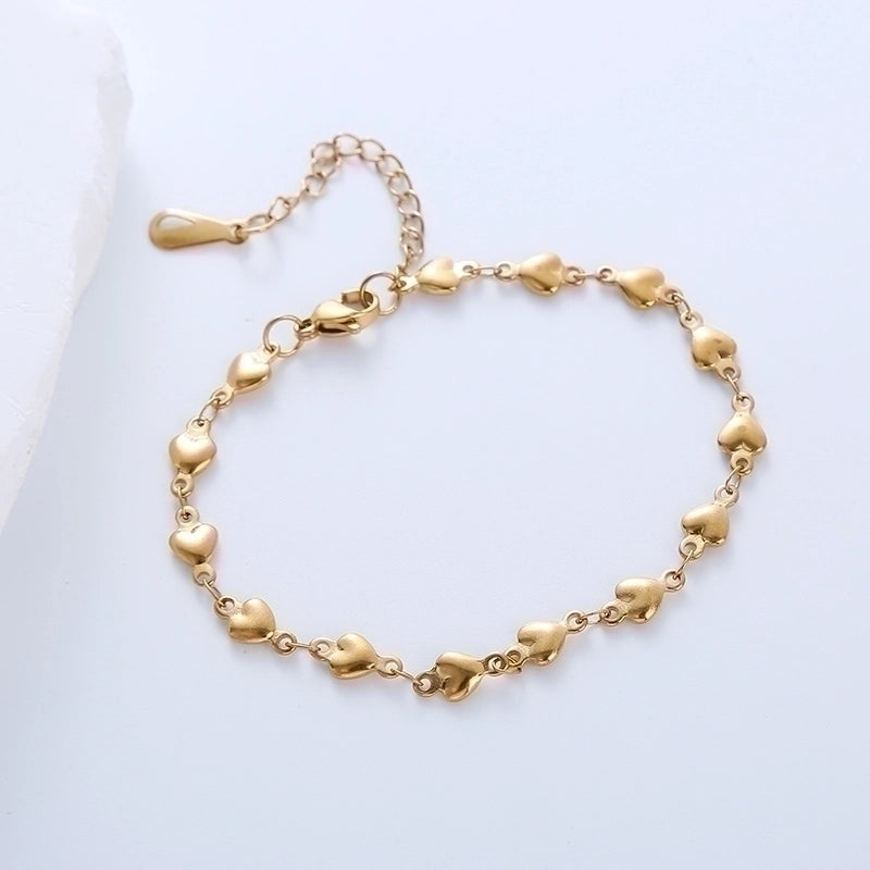 Casual Minimalist Triangle Heart Shape 304 Stainless Steel 18K Gold Plated No Inlaid Bracelets In Bulk
