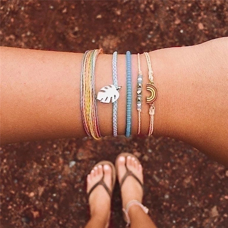 Casual Retro Minimalist Letter Rainbow Moon Stainless Steel Alloy Beaded Drawstring Inlay Artificial Diamond Gold Plated Silver Plated Bracelets