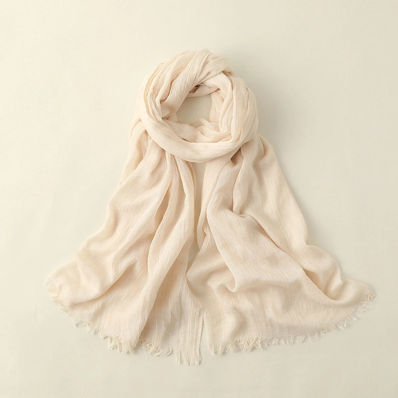Women's Elegant Solid Color Cotton Silk Scarves