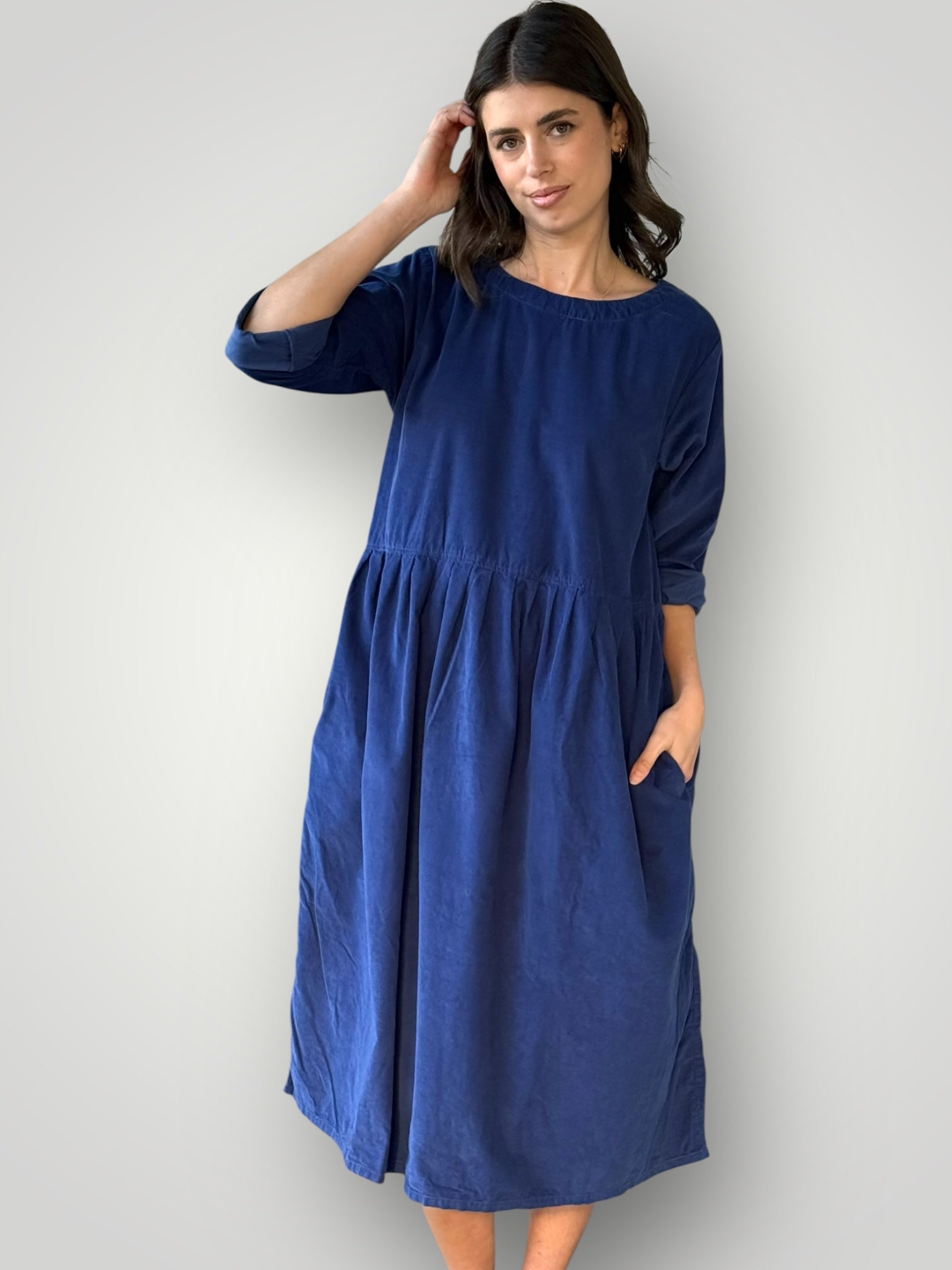 april dress - blue dusk cord