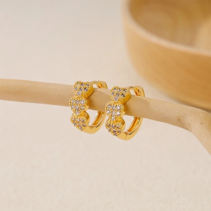 1 Piece IG Style Minimalist Geometric Inlay Copper Zircon Earrings