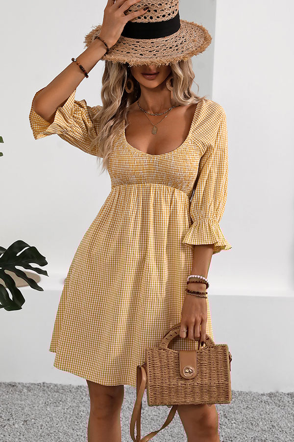 Smocked Bust Short Sleeve Mini Dress