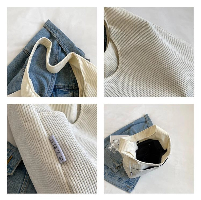 Corduroy Bag  Large Capacity Shoulder Bag Women's Autumn And Winter New Fashionable Casual Canvas Bag For Women