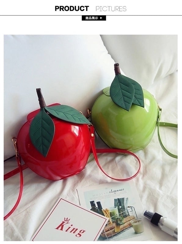 Women's Pu Leather Fruit Streetwear Round Zipper Circle Bag