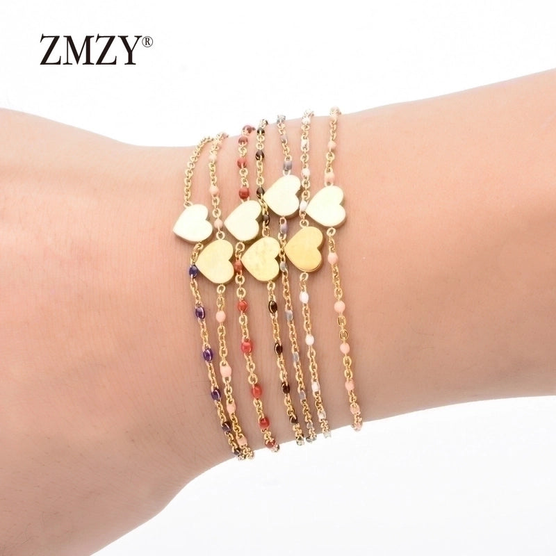 Minimalist Heart Shape Stainless Steel Plating Bracelets