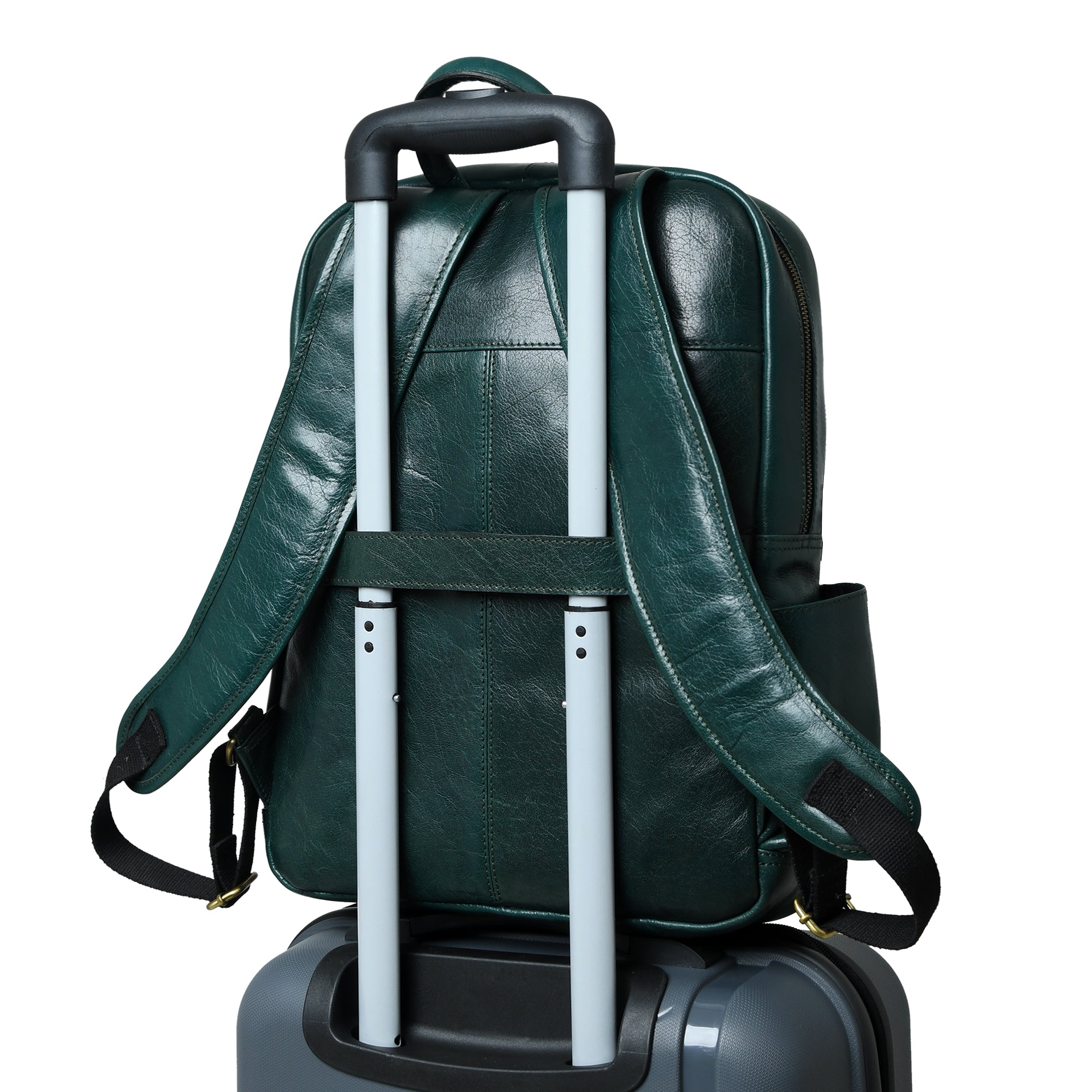 Luxury Italian Leather Backpack. Green