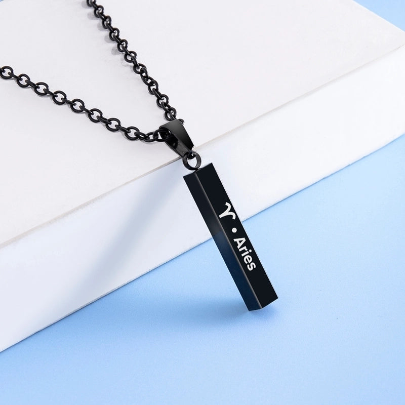 12 Constellation Stainless Steel Ing Pillar Necklace