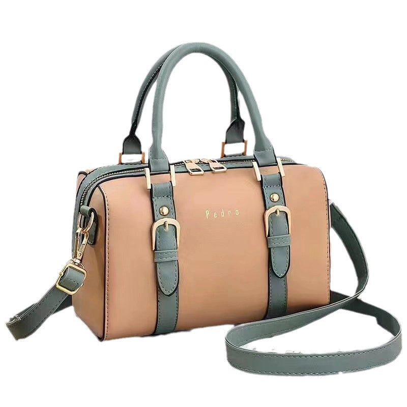 Women's Medium Pu Leather Color Block Streetwear Pillow Shape Zipper Handbag
