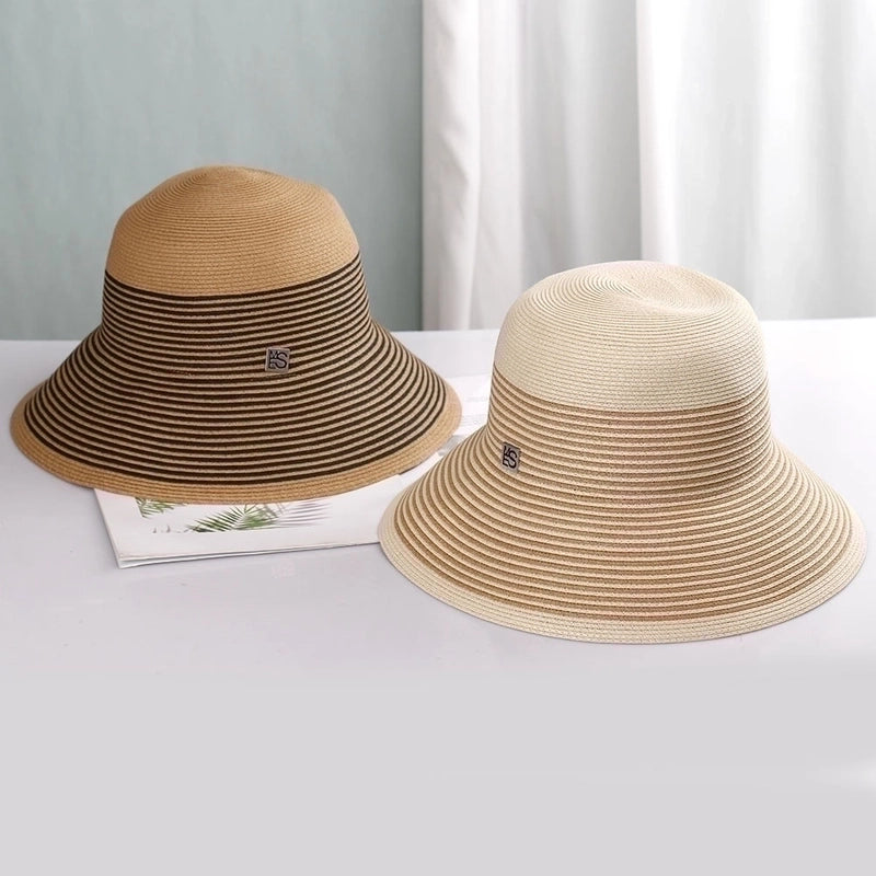 Women's Vacation Stripe Big Eaves Straw Hat