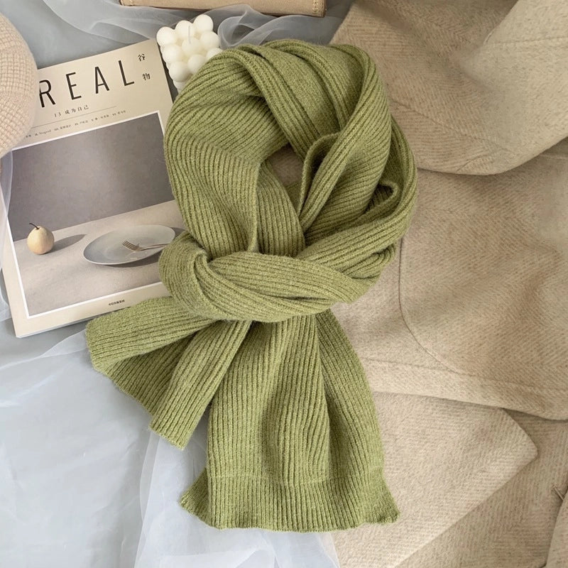 New Scarf Women's Winter Soft Warm Knitted Thickened Instagram Style Fashionable Scarf For Students