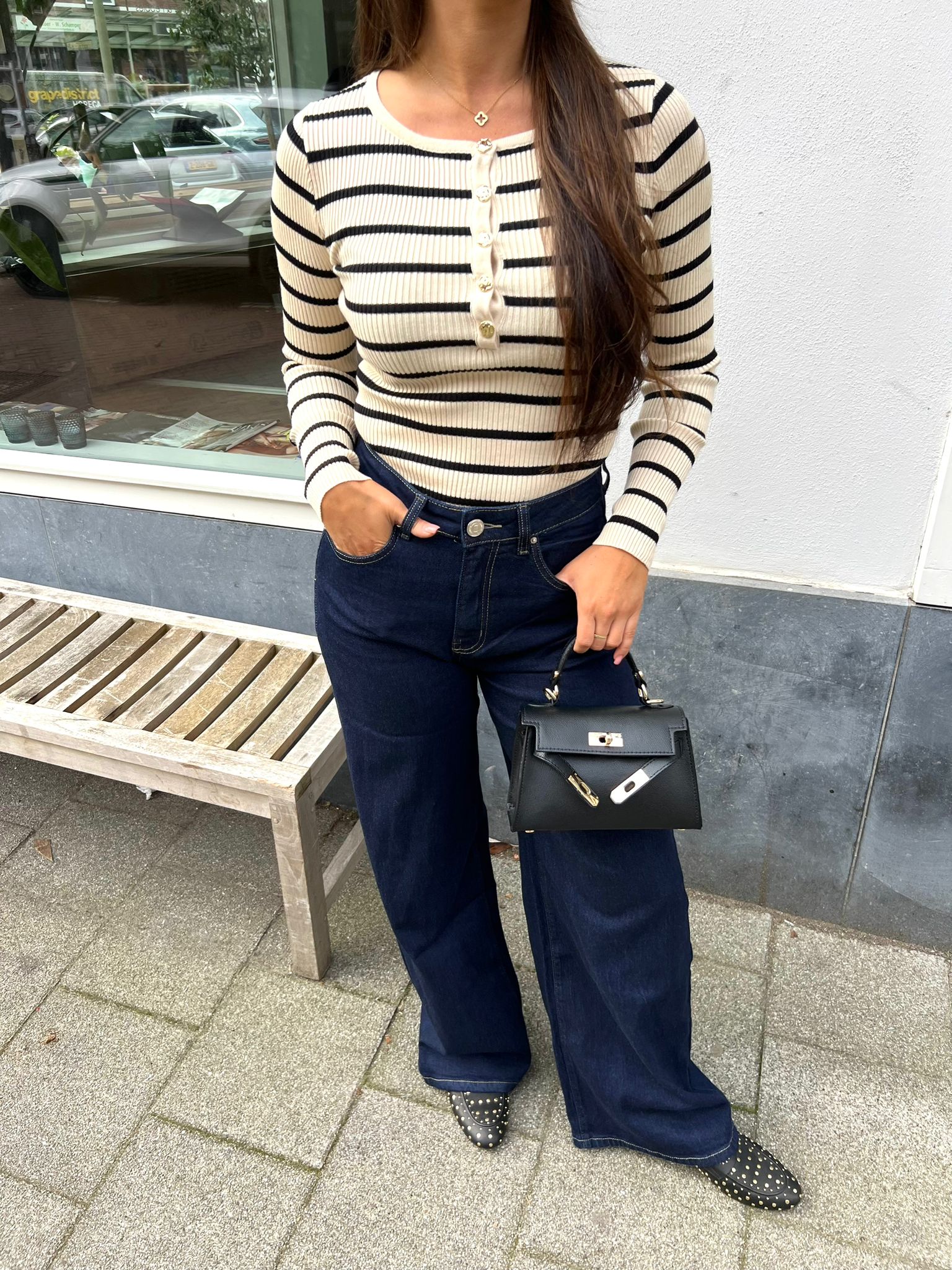 Body Button Beige Stripe