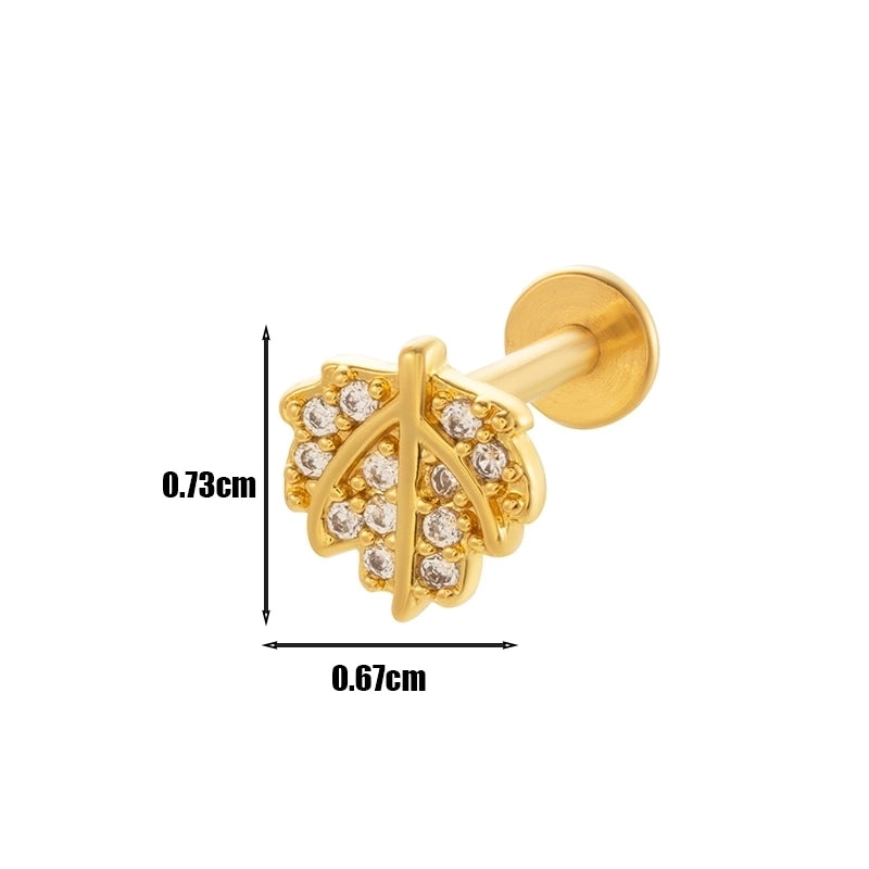 1 Piece Lip Rings Minimalist Heart Shape Flower Butterfly 316L Stainless Steel  Copper Plating Inlay Zircon