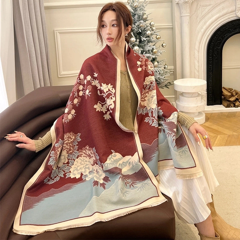 Women's Minimalist Classic Style Flower Polyester Scarf