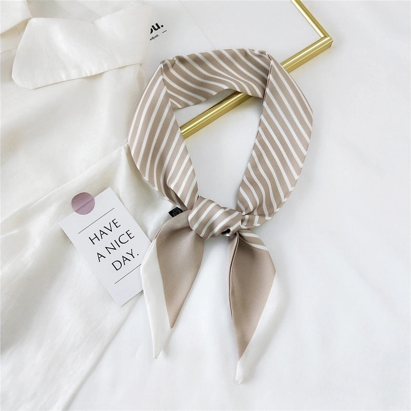 Fashion Streamer Printing Bow Silk Scarf
