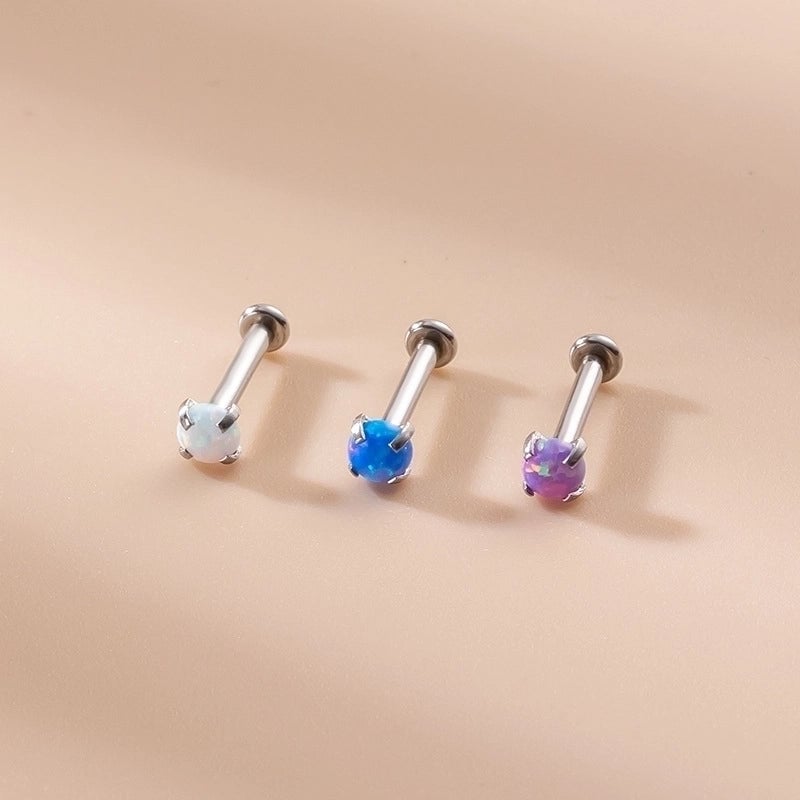 1 Piece Lip Rings Fashion Geometric 316L Stainless Steel  Inlay Artificial Gemstones