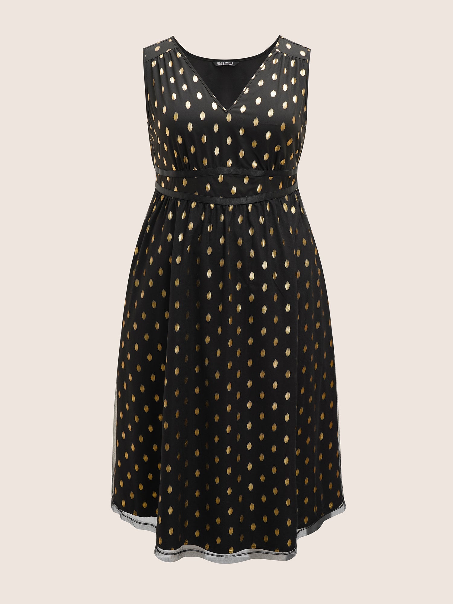 Glitter Polka Dot Pocket Patchwork Tank Dress