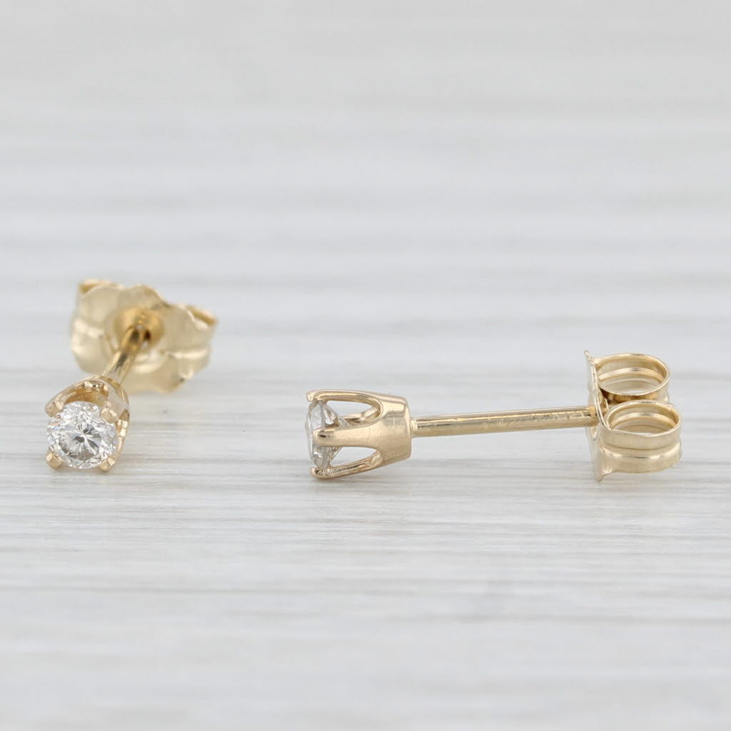 0.10ctw Round Diamond Solitaire Stud Earrings 10k Yellow Gold