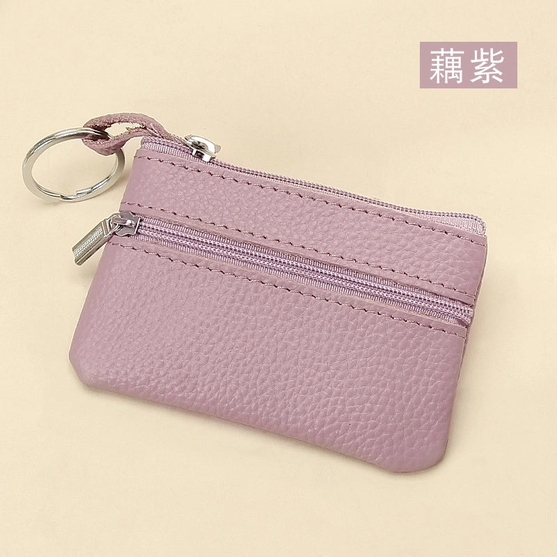 Women'S Solid Color Leather Coffee Royal Blue Apricot Zipper Wallets