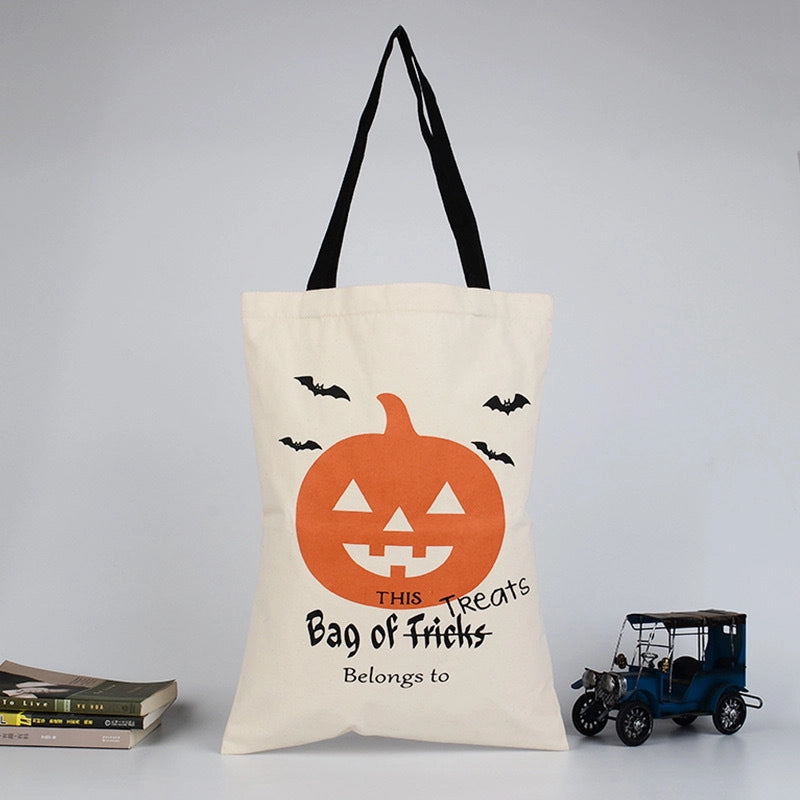 Halloween Unisex Medium Canvas Pumpkin Letter Streetwear Square Open Canvas Bag