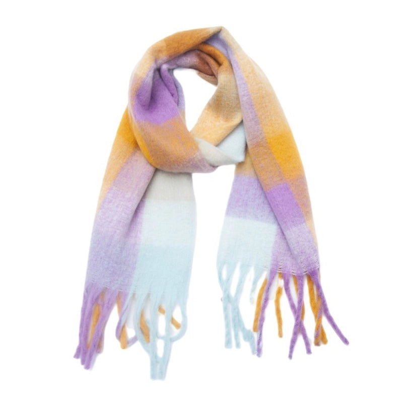 Hot New Autumn And Winter Men's And Women's Circle Yarn Coarse Tassel Plaid Scarf