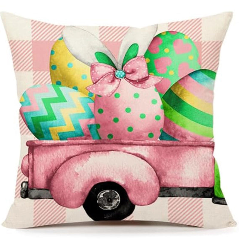 Easter Cute Classic Style Rabbit Letter Linen Pillow Cases Couch & Sofa Decor