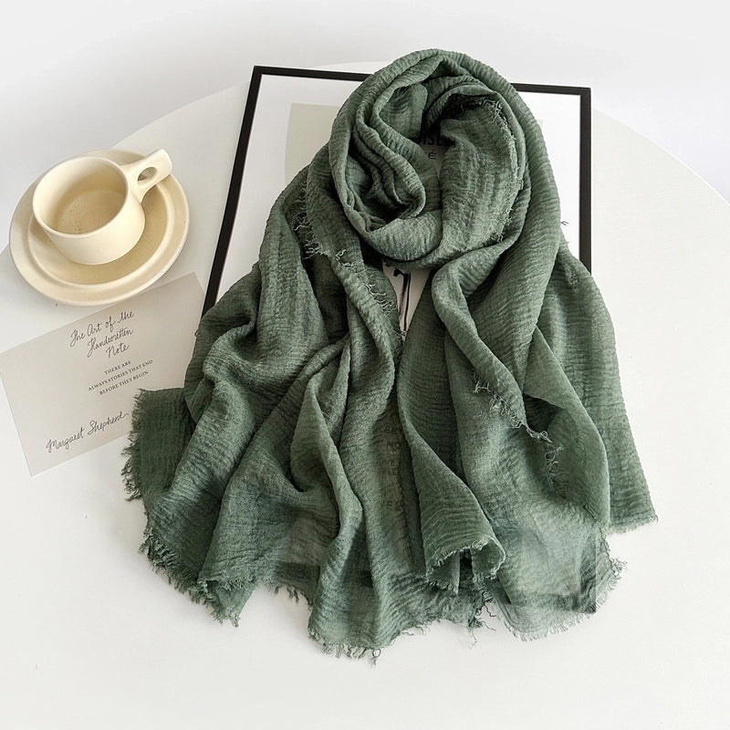 Women's Minimalist Solid Color Imitation Cotton And Linen Silk Scarf