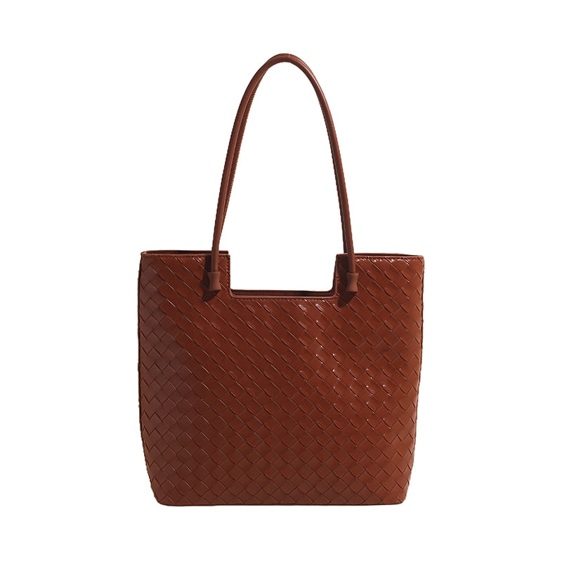 Women's Medium Pu Leather Solid Color Streetwear Square Zipper Tote Bag