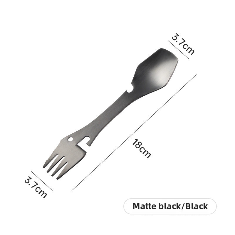 Stainless Steel Multi-purpose Knife. Fork And Spoon Bottle Opener Canned Open 5 In 1 Spoon Fork Outdoor Camping Portable Tableware