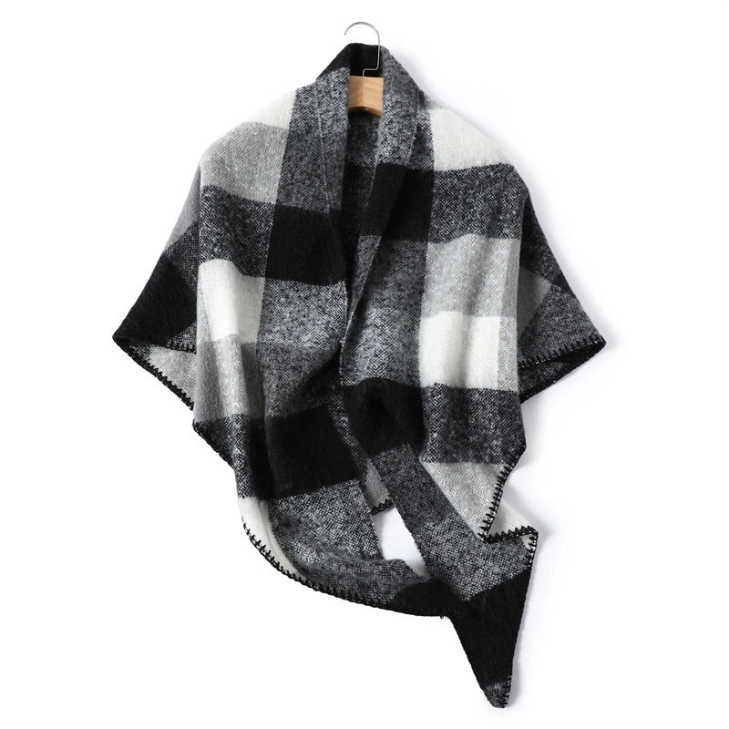 Unisex Vintage Style Lattice Imitation Cashmere Polyester Scarf
