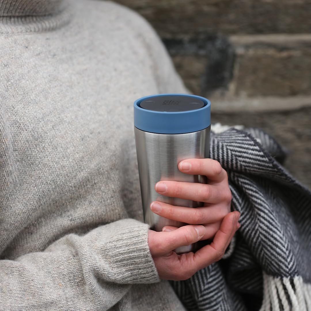 Circular & Co Thermal Stainless Steel Travel Mug - 8oz/227ml - Insulated Reusable Coffee Cup - 100% Leakproof & Lockable - 6 Hours Hot/Cold - Push Top, One Hand Open, 360 Drinking Coffee Tumbler