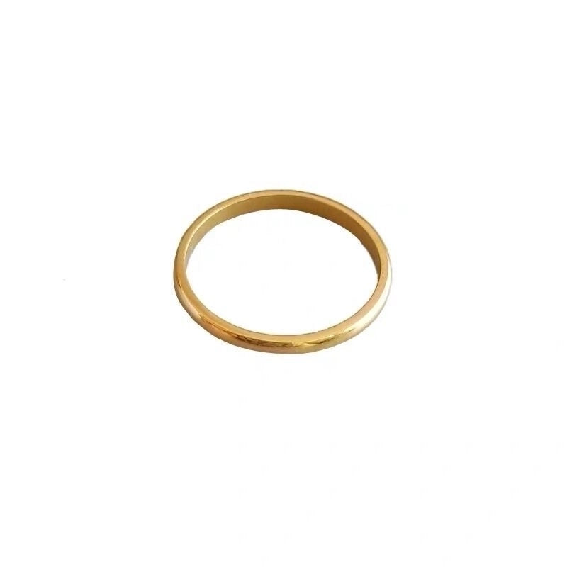 Minimalist Solid Color Titanium Steel 18K Gold Plated Plating Rings