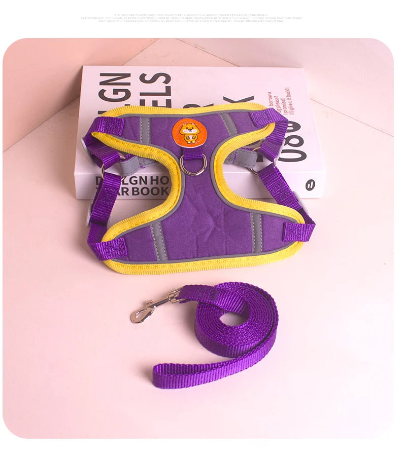 Pet Reflective Dog Harness Lead Walking Running Leashes Cat Chest Strap Vest Leash