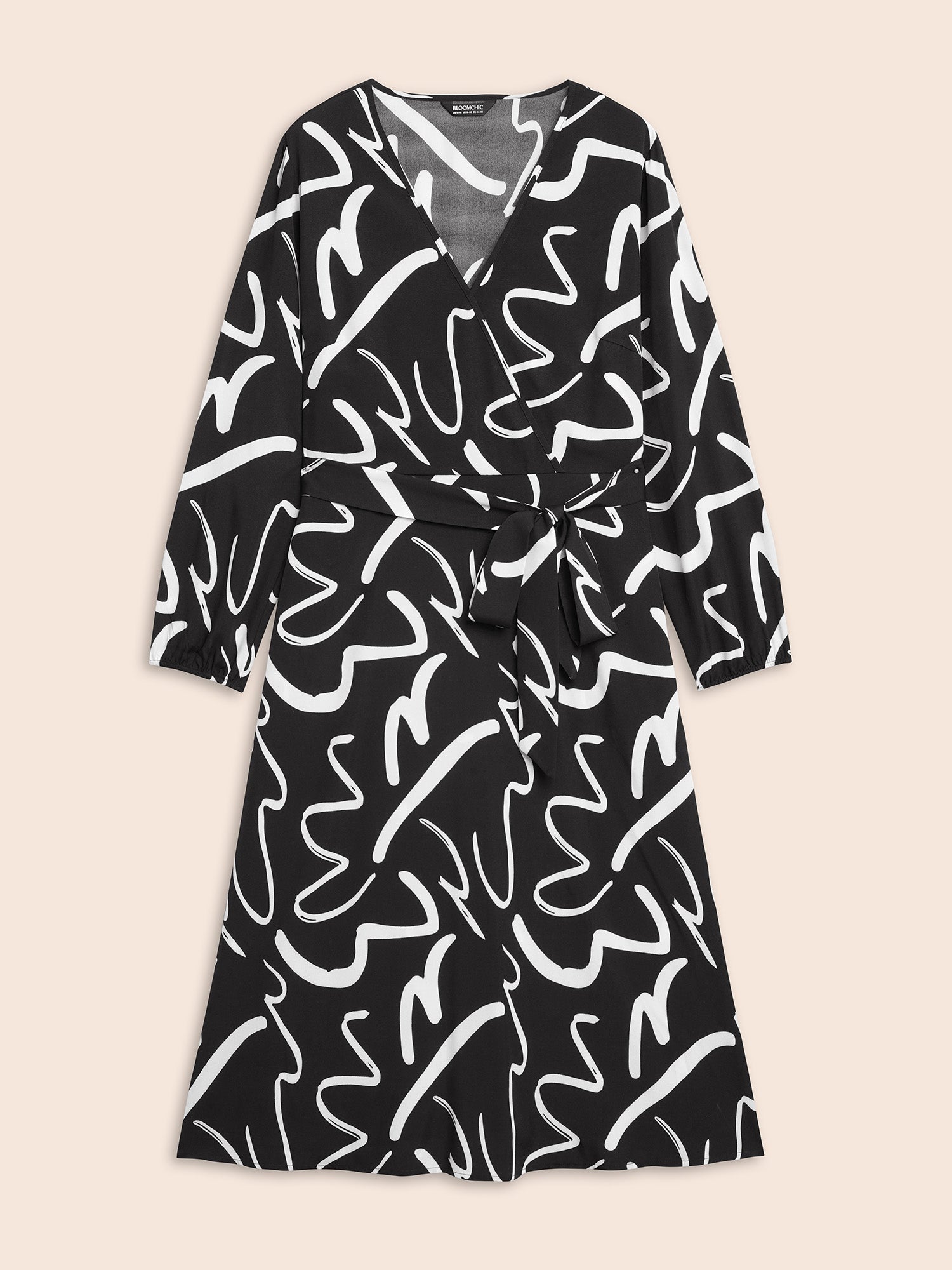 Geometric Overlap Collar Midi Dress