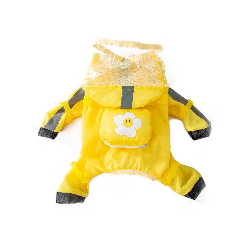 Puppy Raincoat Four-legged Waterproof All-inclusive Teddy Poncho Pet Rainy Day Clothes Small Medium Dog Bixiong Bomei