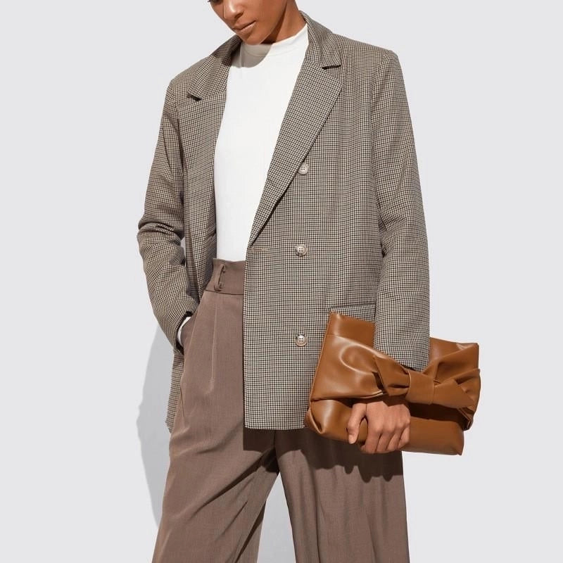 Women's Medium Pu Leather Solid Color Bow Knot Elegant Vintage Style Zipper Clutch Bag