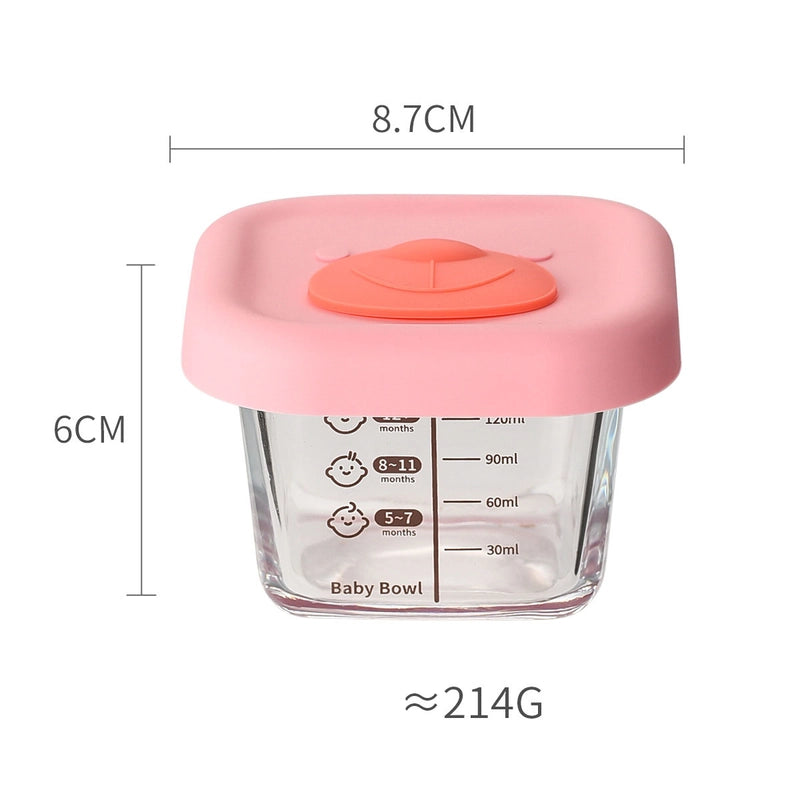 Baby Food Supplement Box Sealed Storage Box Baby Special Glass Food Supplement Bowl Bear Silicone Cover Cooking Crisper