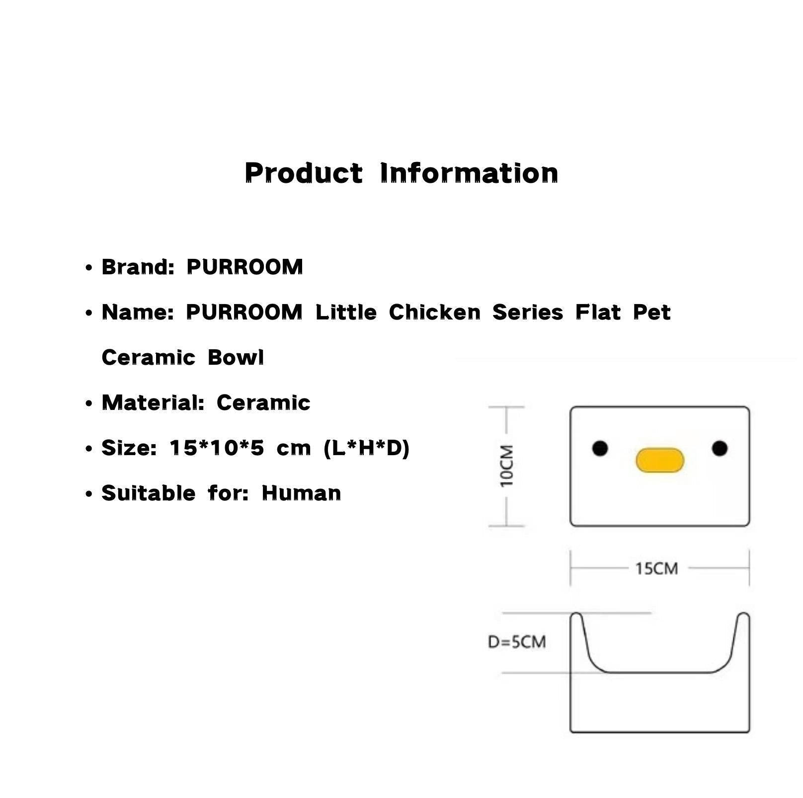 PURROOM Little Chicken Flat Ceramic Cat Bowls and Dog Bowls