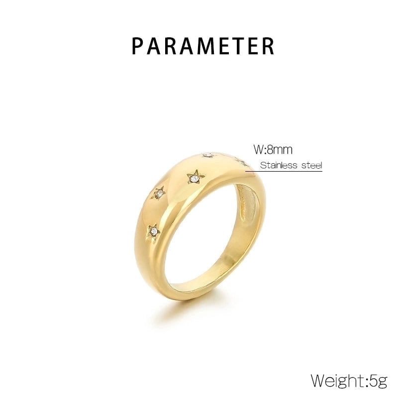 Vintage Style Classic Style Hexagram 304 Stainless Steel 18K Gold Plated Rings